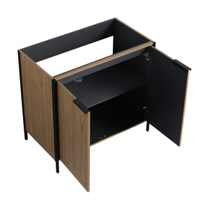 English Elm 36" Freestanding Bathroom Vanity with Resin Sink, Soft-Close Doors, Adjustable Shelf & Metal Handles Light Coffee W999S00296