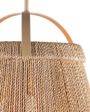 Currey & Company Parnell Medium White Pendant Light - Elegant Bell-shaped Design With Adjustable Chain For Versatile Style Natural Abaca Rope ,Wrought Iron ,Glass 9000-1303-currey-company