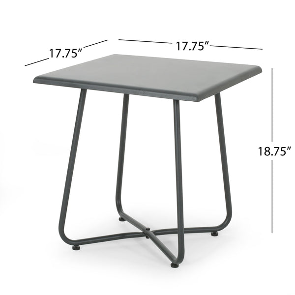 English Elm Christopher Knight Home® - ALDER Modern 18" Steel Side Table with X-Base Accent Finish – Sturdy Outdoor/Indoor End Table Grey 62848.00GRY