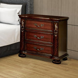 English Elm Brown Cherry Traditional 1 Piece Nightstand Solid Wood 3-Drawers Bedside Table Pewter Hanging Pull Grand Design Bedroom Furniture