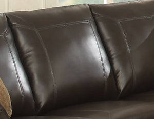 English Elm Tranditional Vintage Dark Brown Leather Sofa - 3-Seater With Curved Armrests & 2 Pillows For Comfort B347P408523-GIGA
