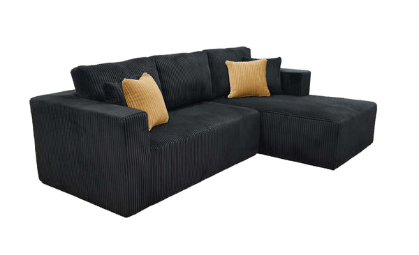 English Elm Full Corduroy Sectional Sofa with Foam Cushions Ready to Use Straight From the Box B2748S00057