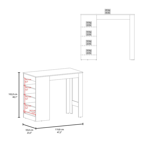 English Elm Greer Vertical Bar Table with 4 Open Shelves, Compact Space-Saving Home Bar for Small Rooms B200P362008