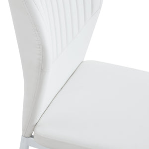 English Elm Luxury White Pu Dining Chair Set Of 6 - Modern Comfort With High Resilience Foam & Silver Legs W1151P282701