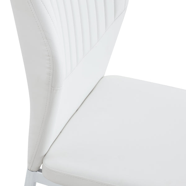 English Elm Luxury White Pu Dining Chair Set Of 6 - Modern Comfort With High Resilience Foam & Silver Legs W1151P282701