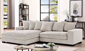 English Elm Luxe Oversized Two-Piece Left Facing Sectional Sofa In Ivory Corduroy – Stylish, Comfort & Versatile! B2735S00005