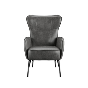 English Elm Wallace & Bay - Gray Accent Chair — Badlands Charcoal & Black Contemporary Engineered Wood, Easy-Care Stylish Seating (42.5"H) B2709P212442