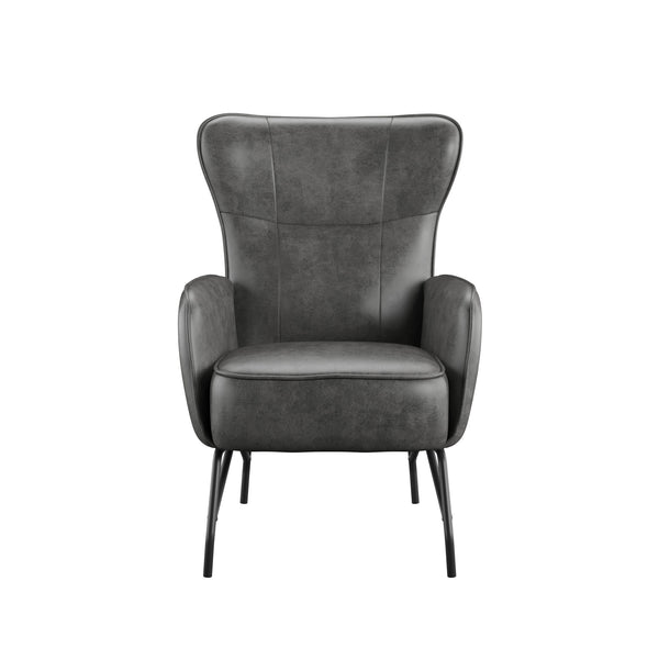 English Elm Wallace & Bay - Gray Accent Chair — Badlands Charcoal & Black Contemporary Engineered Wood, Easy-Care Stylish Seating (42.5"H) B2709P212442