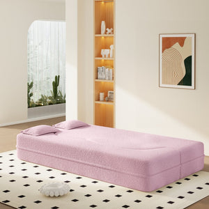 English Elm Modern Corduroy Floor Sofa Foldable Twin Sleeper Foam Filled for Compact Living Spaces Pink W1885P435358