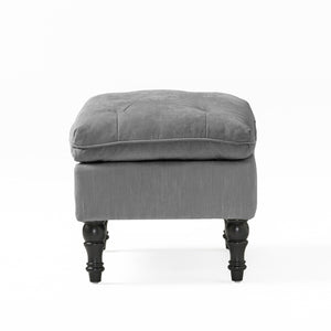 English Elm Christopher Knight Home® - LOFTON Gray Pillow Top Ottoman with Button-Tufted Diamond Stitch, Turned Legs, Upholstered Seat, 28.5"L N757P186384G