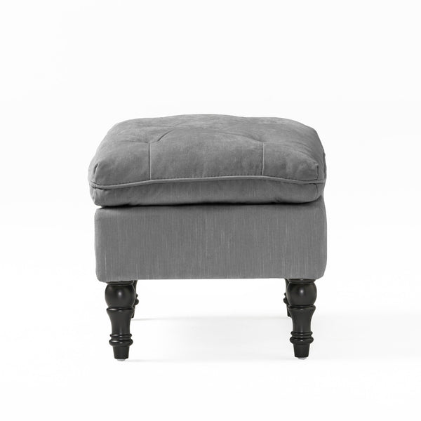 English Elm Christopher Knight Home® - LOFTON Gray Pillow Top Ottoman with Button-Tufted Diamond Stitch, Turned Legs, Upholstered Seat, 28.5"L N757P186384G