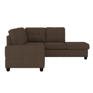 English Elm Modern Microfiber Sectional Sofa with Tufted Cushions Reversible Chaise and Built-in Cupholders Chocolate B011S00931