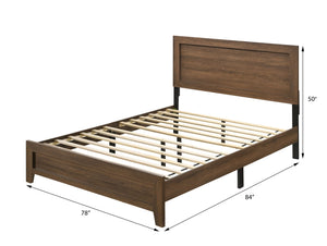 English Elm Oak Eastern King Panel Bed with Elevated Headboard, 12 Slats for Support & Airflow, Tapered Legs B062P208993