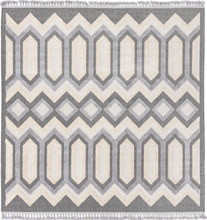 Unique Loom Arlo JJ Machine Made Tribal Rug Charcoal, Ivory/Gray 9' 10" x 9' 10"