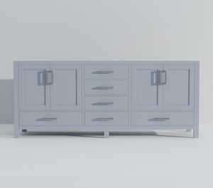 English Elm Dark Grey Double Bath Vanity - 80" W Stylish Storage Solution With Soft-Close Features & Durability B2731P258939