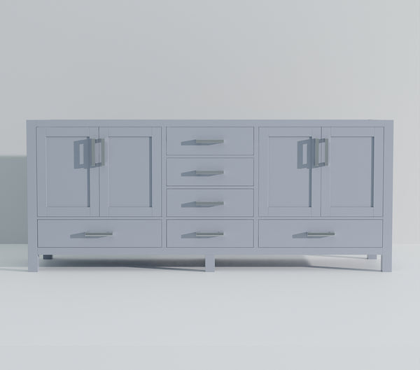 English Elm Dark Grey Double Bath Vanity - 80" W Stylish Storage Solution With Soft-Close Features & Durability B2731P258939