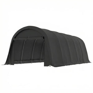 English Elm Portable Steel Frame Carport Canopy Upf50 Pe Cover Full Enclosure Vehicle Shelter Dark Gray T3971S00116