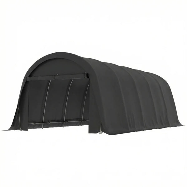 English Elm Portable Steel Frame Carport Canopy Upf50 Pe Cover Full Enclosure Vehicle Shelter Dark Gray T3971S00116