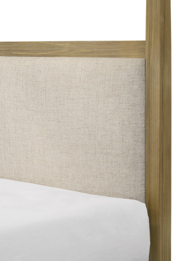 English Elm 1pc Rustic Charm Queen Bed with Soft Greige Finish, Natural Wood Grain Footboard Bench Panel Brown 88.81 L x 20.66 W x 7.36 H B2741S00262