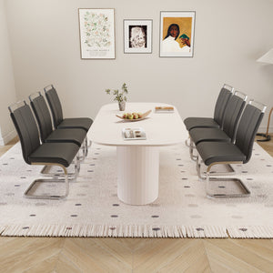 English Elm 63 Modern Cream Mdf Dining Table & 6 Pu Armless Chairs Set - Stylish, Durable, Easy Assembly For Home W2189S00676
