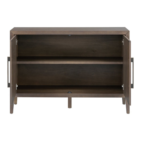 English Elm U_style Farmhouse Pine Veneer Buffet Cabinet with Double Doors for Kitchen or Entryway Brown N711P410389D