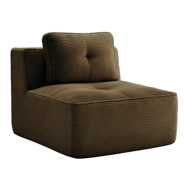English Elm Armless Modular Sofa Seat Corduroy Upholstered Deep Cushion Living Room Lounge Chair Brown W714P364708