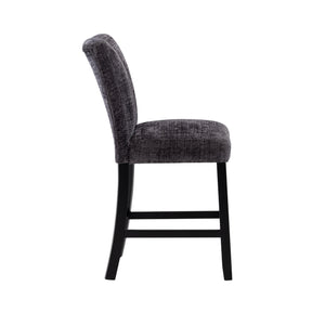 English Elm MAGALY Velvet Dark Grey Bar Stools Set of 2 - Rubberwood Frame, Transitional Design, Easy Care Upholstery B201P290542