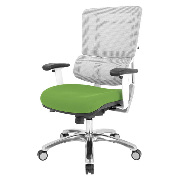 OSP Home Furnishings White Mesh Ergonomic Manager Chair with Lumbar Support and Adjustable Arms for Office Green 99661W-6