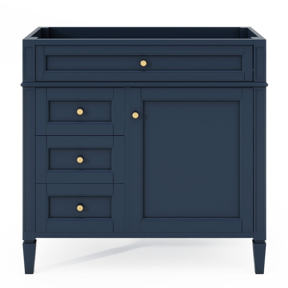 English Elm 36'' Modern Bathroom Vanity Cabinet With 2 Drawers & Tip-Out Drawer, Solid Wood Frame & Style N710P256582C
