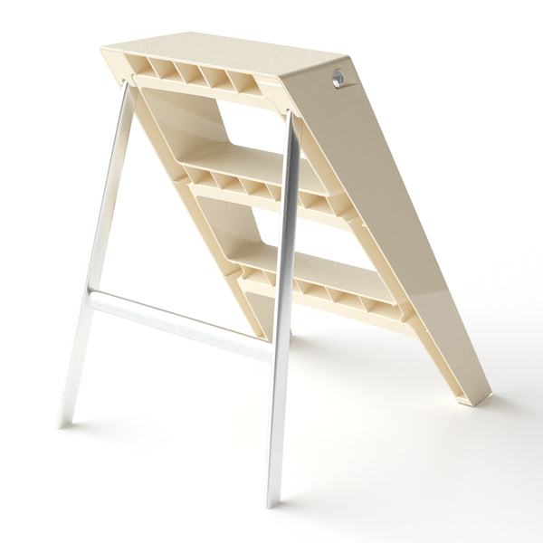 English Elm Home Foldable Ladder Frame multi-use ABS+Steel stool side table bookshelf anti-slip compact stand White W3318P308256