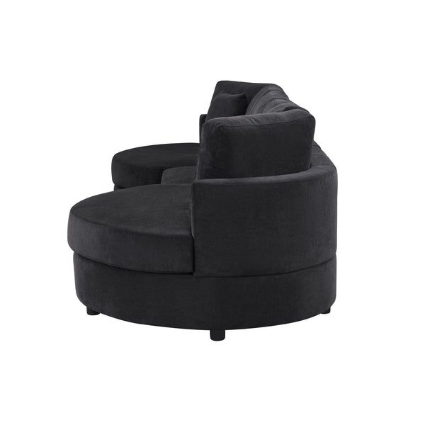 English Elm Christopher Knight Home® - 3-seater Curved Chenille Sofa with Plush 7.5" Seat Cushions and Two Pillows for Stylish Living Black N763S000020B