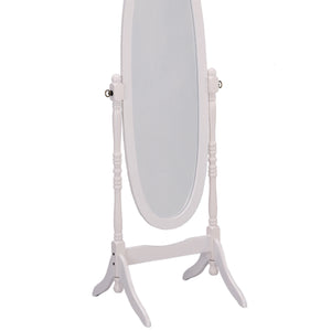 English Elm 59.25" Tall Standing Wooden Floor Mirror with Elegant Oval Cheval Frame, Adjustable Tilt and Classic Finish White B072115937
