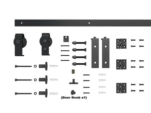 English Elm 30 in Matte Black Steel Sliding Barn Door Frosted Glass Privacy Panel with Hardware B2763P484471