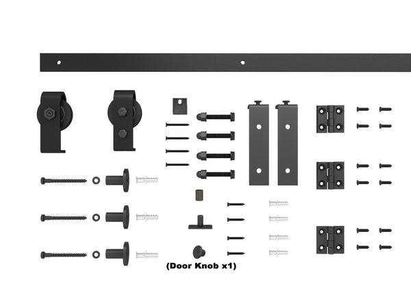 English Elm 30 in Matte Black Steel Sliding Barn Door Frosted Glass Privacy Panel with Hardware B2763P484471