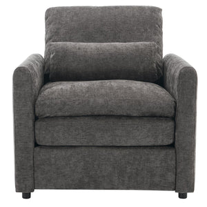 English Elm 31.9" Cozy Upholstered Armchair with Chenille Fabric, Double-Layer Cushions & Lumbar Support Grey N719P251495E