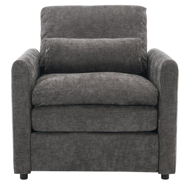 English Elm 31.9" Cozy Upholstered Armchair with Chenille Fabric, Double-Layer Cushions & Lumbar Support Grey N719P251495E