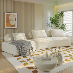 English Elm 139" Oversized Modular Chenille Sectional with Removable Backs and Deep Cloud Seating W3219S00011