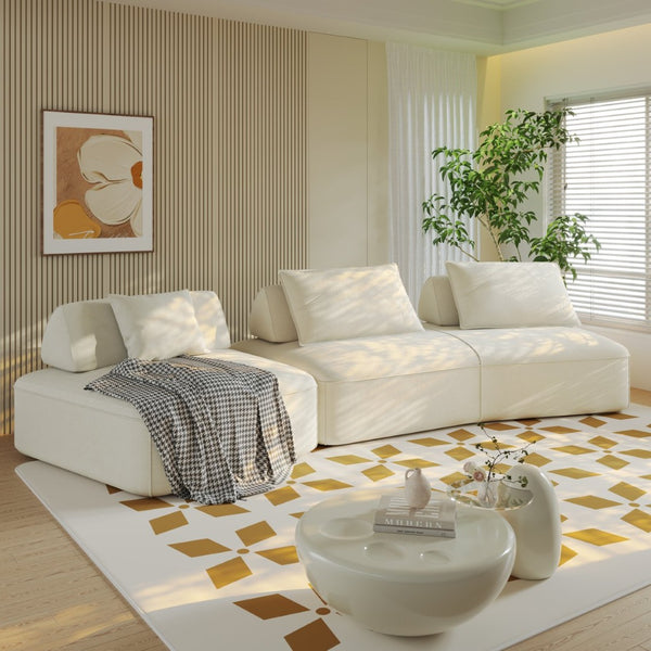 English Elm 139" Oversized Modular Chenille Sectional with Removable Backs and Deep Cloud Seating W3219S00011