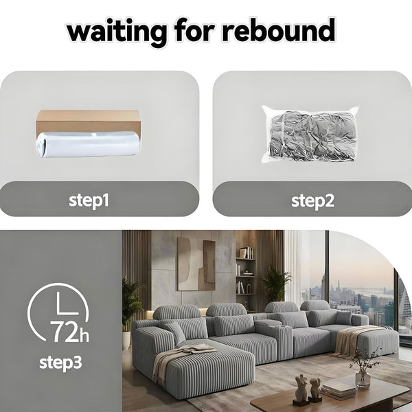 English Elm Modern Corduroy Upholstered L-shaped Sectional with Chaise for Family Living Rooms Gray W5156S00001