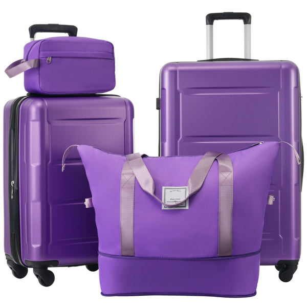 English Elm 2 Piece Abs Hard Shell Spinner Luggage Set with Tsa Lock Expandable Travel Suitcases Purple N732P198744I