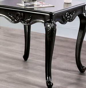 English Elm 1pc Champagne Finish End Table with Ornate Carvings Cabriole Legs Solid Wood Veneer Accent Table B2741P361115