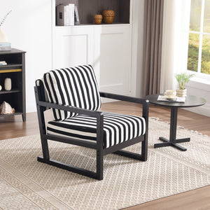 English Elm Mid-century Modern Linen Lounge Chair with Solid Wood Legs for Living Room W1249P479873