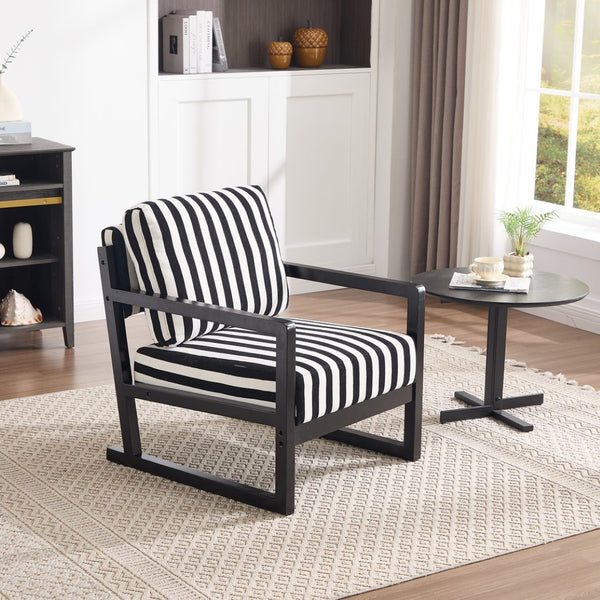 English Elm Mid-century Modern Linen Lounge Chair with Solid Wood Legs for Living Room W1249P479873