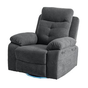 English Elm Power Recliner Glider Chair with Bluetooth Speaker, 270° Swivel, LED Light, USB & Type-C Ports, Storage Pockets, Button Controls W1203P173383