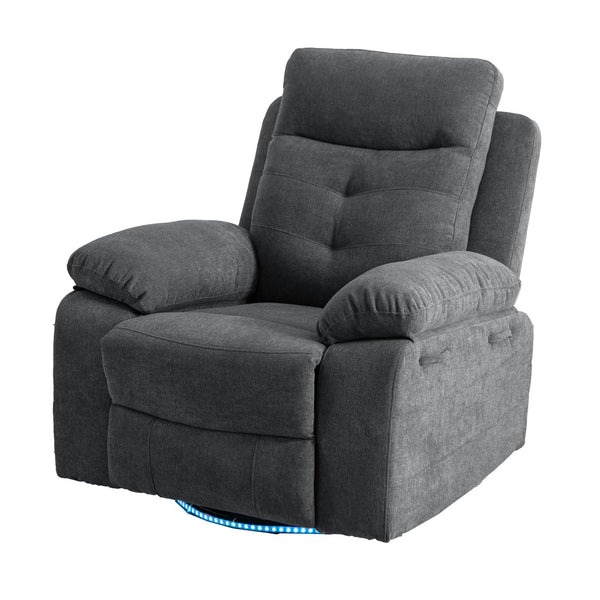 English Elm Power Recliner Glider Chair with Bluetooth Speaker, 270° Swivel, LED Light, USB & Type-C Ports, Storage Pockets, Button Controls W1203P173383