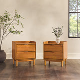 20" Solid Wood 2-Drawer Nightstand - Set of 2 Caramel LEEB4CCA-2PK Walker Edison