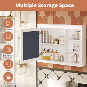 English Elm 36'' Modern Medicine Cabinet Wall Mounted Mirror with Adjustable Shelf, MDF Durable Storage, White N710P322791K