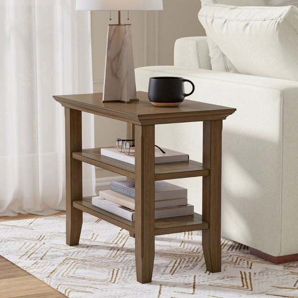 English Elm Acadian Pine Open Shelf Side Table Rustic Aged Finish for Bedroom or Living Room B136P420285