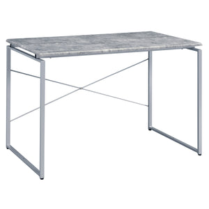 English Elm Grey Modern Writing Desk with Industrial Metal Sled Base, Spacious Wood Top for Home Office Use Grey+Silver B062P184549