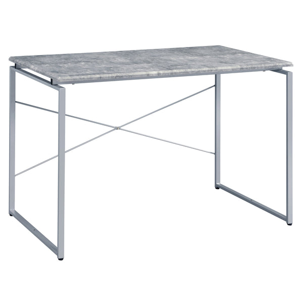 English Elm Grey Modern Writing Desk with Industrial Metal Sled Base, Spacious Wood Top for Home Office Use Grey+Silver B062P184549